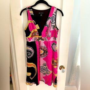 Hot pink & black sleeveless party dress - inc international size 2 XS